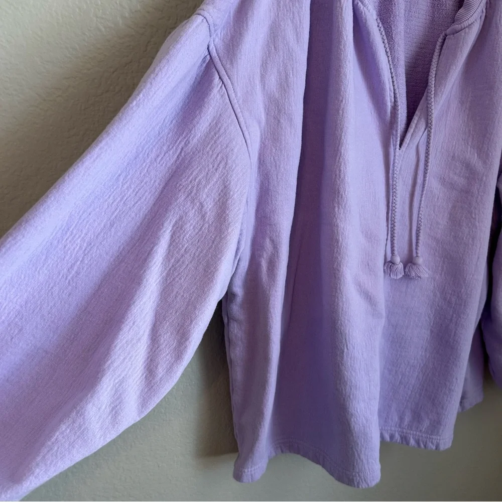 Aerie Women’s Easy Street Cotton Oversized Gauzy Sweatshirt in Lavender, Large - Picture 5 of 8